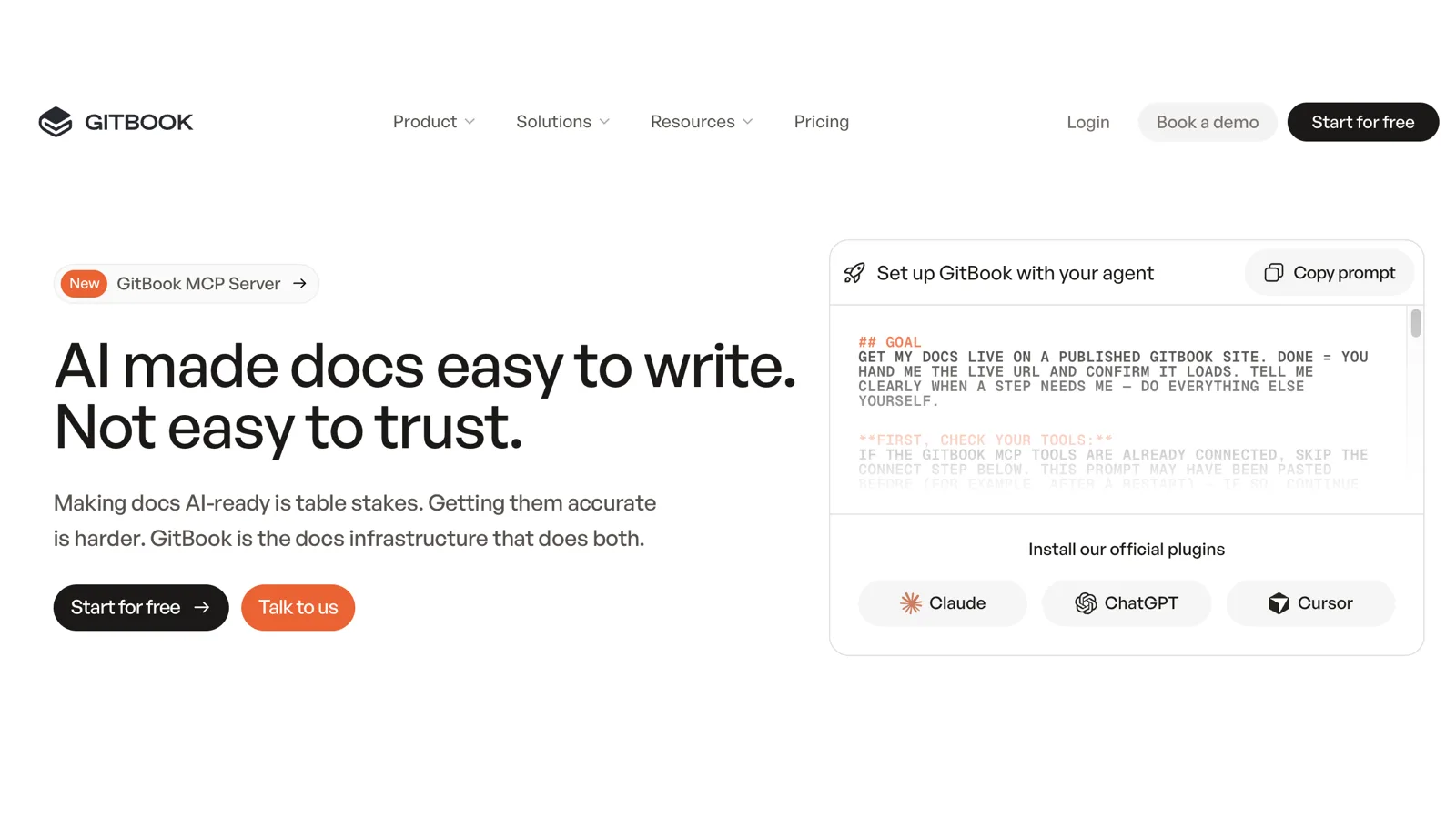 GitBook homepage showing its collaborative documentation platform