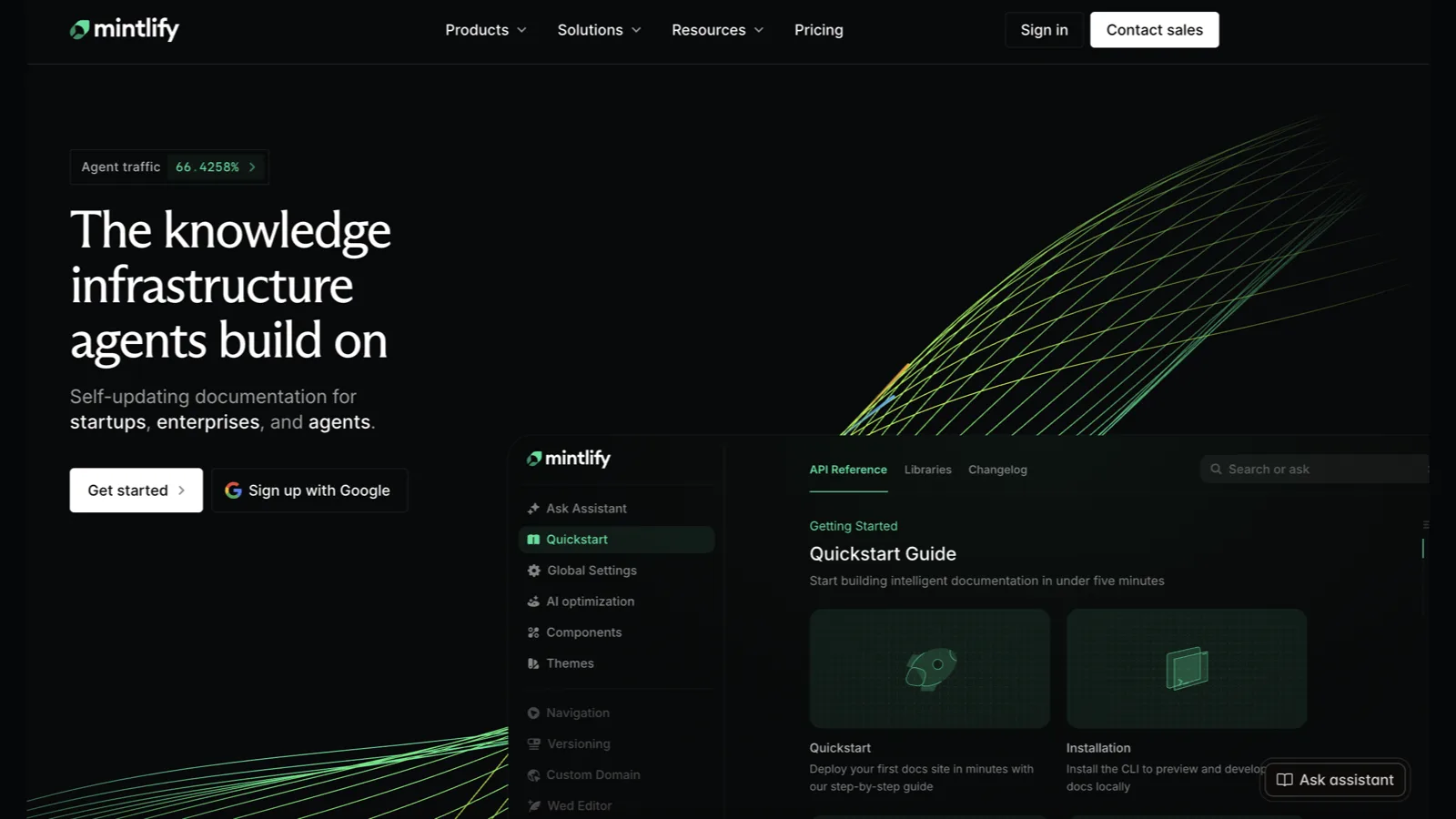 Mintlify homepage showing its developer documentation platform