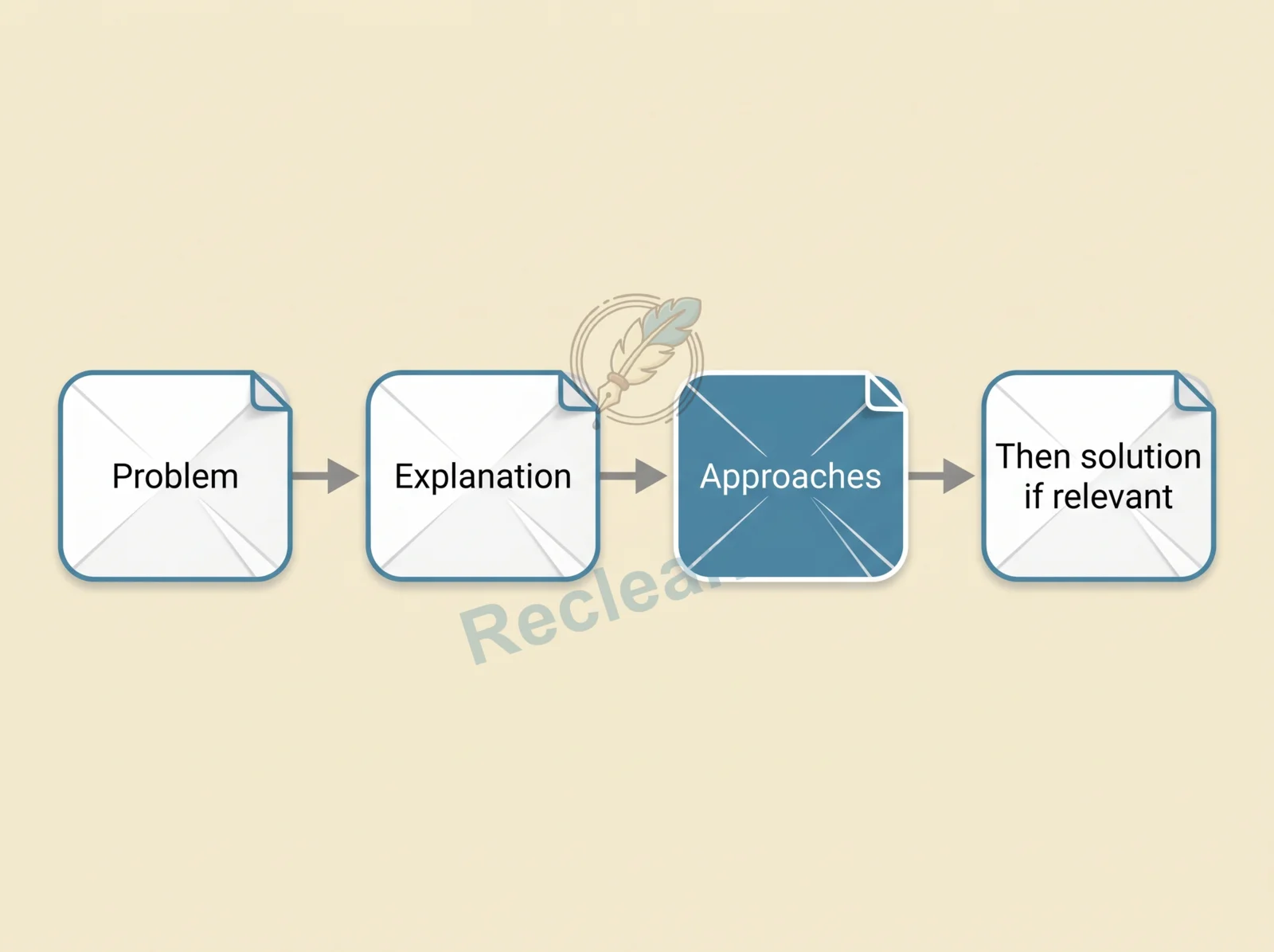 Flow from problem to explanation, approaches, and then solution if relevant.